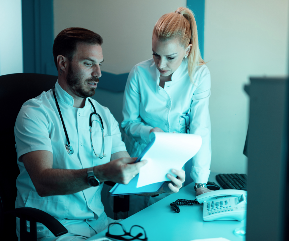 doctor checking results